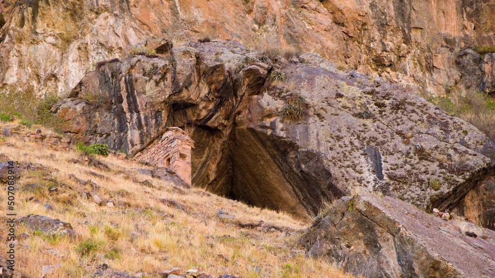 Ñaupay iglesia cave in the andes mountains, Cusco Peru