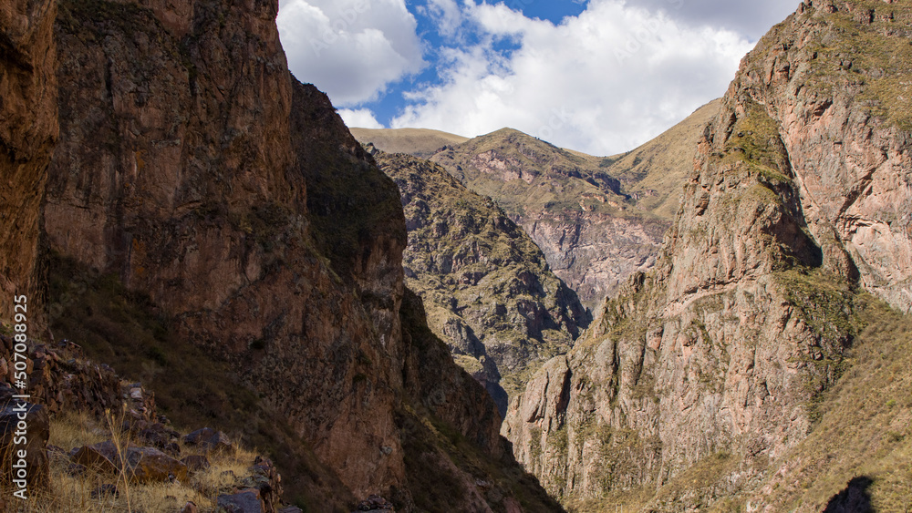 Valley in Andes Mountain range Cusco, Peru