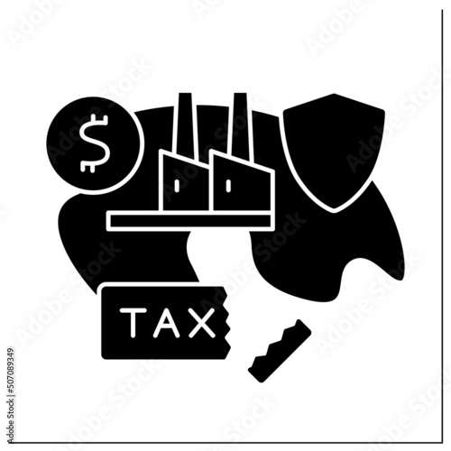 Protectionism glyph icon. Protects domestic industries from foreign ones .Protectionist trade policies. Deglobalisation concept.Filled flat sign. Isolated silhouette vector illustration