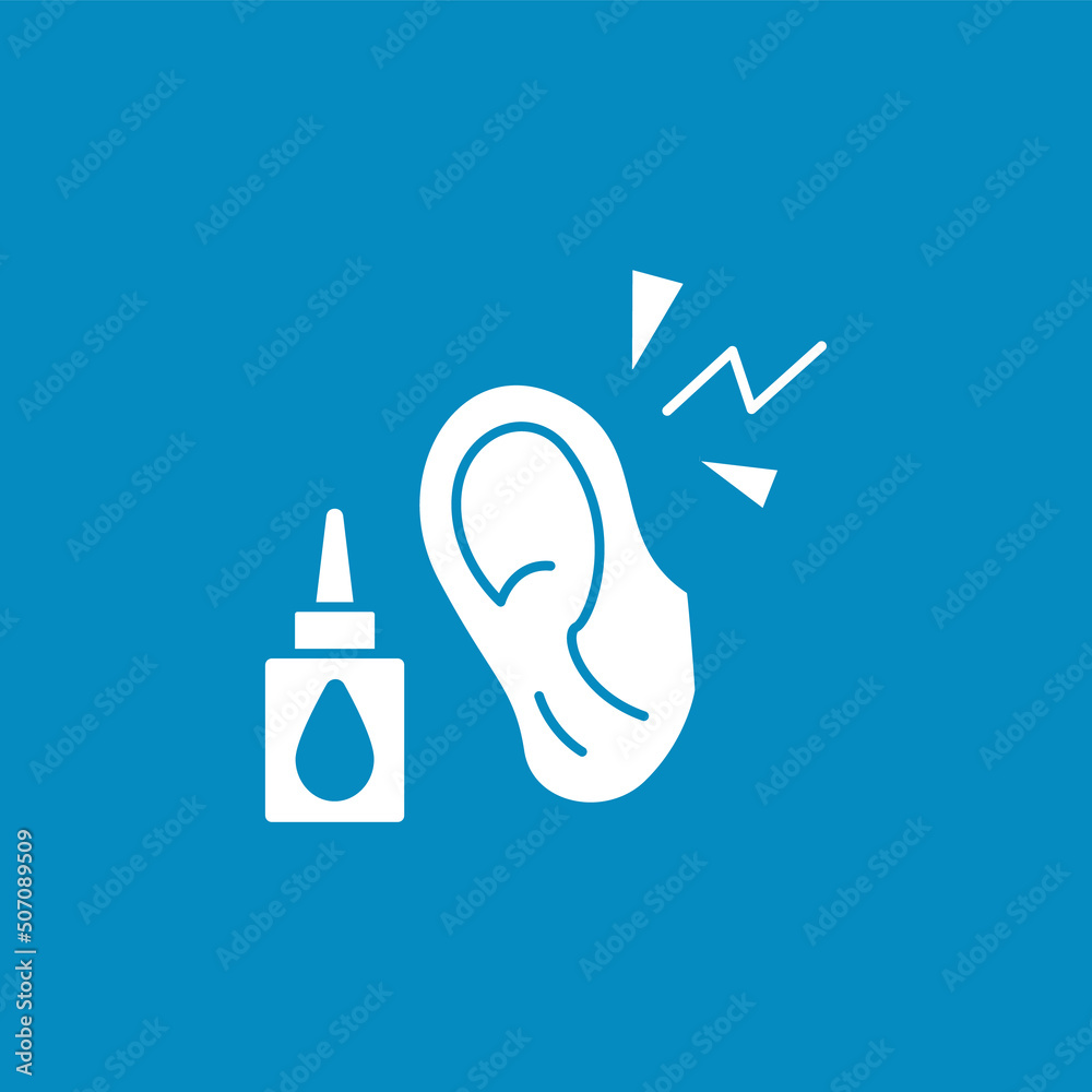 Earache line icon. Treatment ear due to cold, flu with heavy pain. Infections. Healthcare