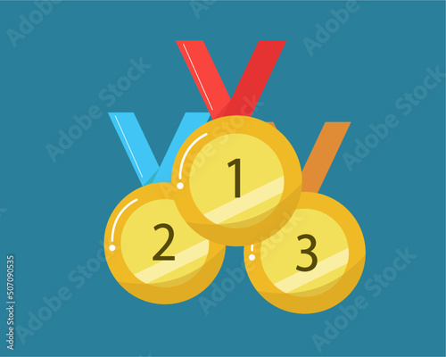 Ranking medal icon set. 1st place, 2nd place and 3rd place. Vector illustration 