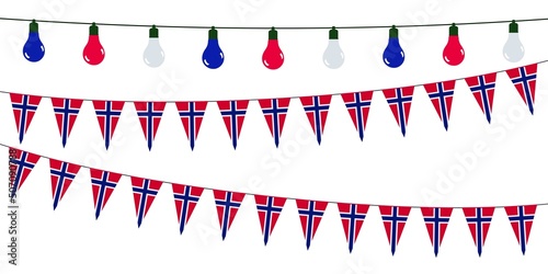 3D Garlands of Norway on a white background 