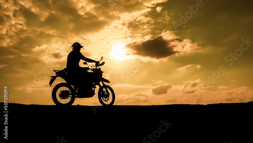 Tourists with motorcycles  motocross. Adventure tourists on motorcycles. men s holiday event ideas