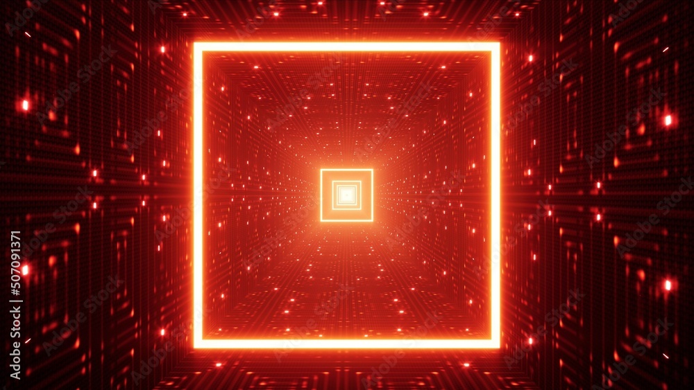 Glowing Red Orange Square Light Tunnel VJ Art Glowing Red Orange Square Light Tunnel VJ Art
