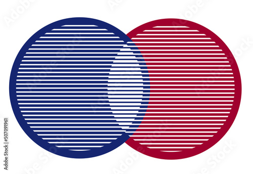 Two circles with lines overlap like a telescope and create a shape in the middle. Editable Clip Art.