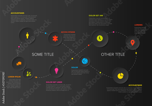 Multipurpose dark Infographic template with elements on an endless loop