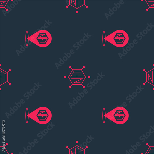 Set NFT Digital crypto art and blockchain technology on seamless pattern. Vector