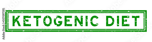 Grunge green ketogenic diet word square rubber seal stamp on white background