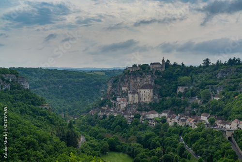 view of the Dordogne Valley and the historic cliffside village of Rocamadour