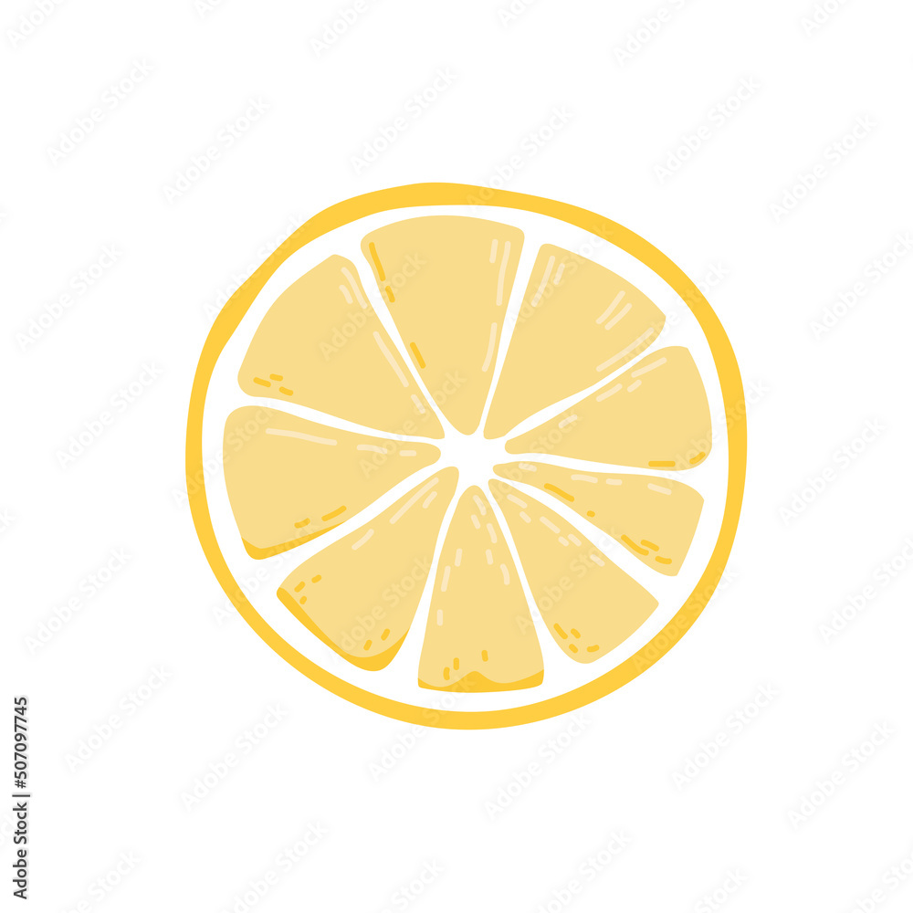 Fresh juicy lemon slice. Citrus piece for tea, rich in vitamin c, round sour exotic fruit, chopped lime, raw tropical fruits, mojito and lemonade drinks ingredient vector illustration Fresh juicy lemon slice. Citrus piece for tea, rich in vitamin c, round sour exotic fruit, chopped lime, raw tropical fruits, mojito and lemonade drinks ingredient vector illustration