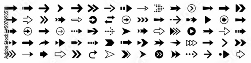Arrow icon set. Arrow. Cursor. Collection different arrows sign. Black vector arrows icons. Modern simple arrows. Vector illustration.