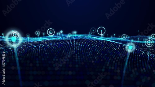 Location icon on the technologic world map	
