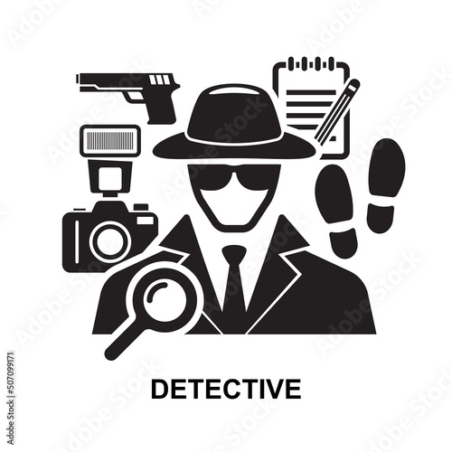 Detective icon isolated on white background vector illustration.