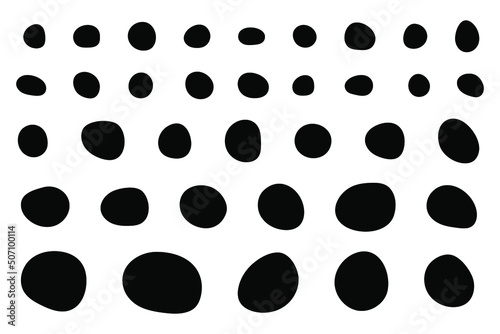 Set of Imperfect Doodle Circle Shapes. Black silhouettes of imperfect circles.