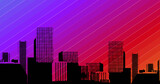 Image of model of city over rainbow