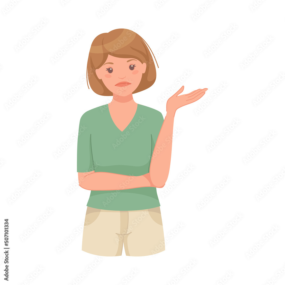 Pensive Woman Character Scratching Head Thinking and Considering Something Vector Illustration Pensive Woman Character Scratching Head Thinking and Considering Something Vector Illustration
