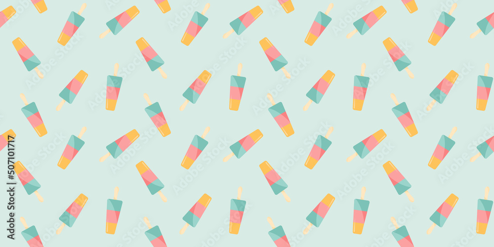 Seamless pattern of fruit ice cream. Ice cream backgound.