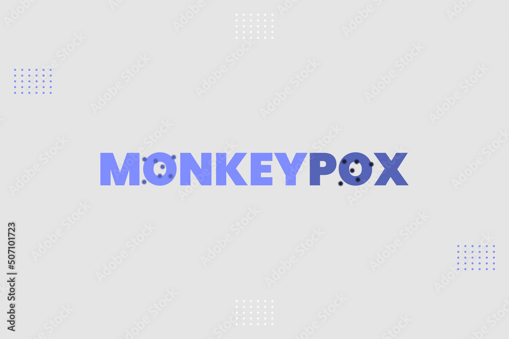Monkeypox text typography vector design with virus disease symbol vector illustration. Monkeypox virus disease conceptual poster, banner, and t-shirt design. White background design. Monkeypox text typography vector design with virus disease symbol vector illustration. Monkeypox virus disease conceptual poster, banner, and t-shirt design. White background design.