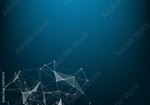 Abstract technology background. Science Big data. Background vector. Plexus effect. Network connection structure.