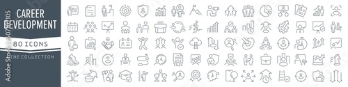 Career and development line icons collection. Big UI icon set in a flat design. Thin outline icons pack. Vector illustration EPS10