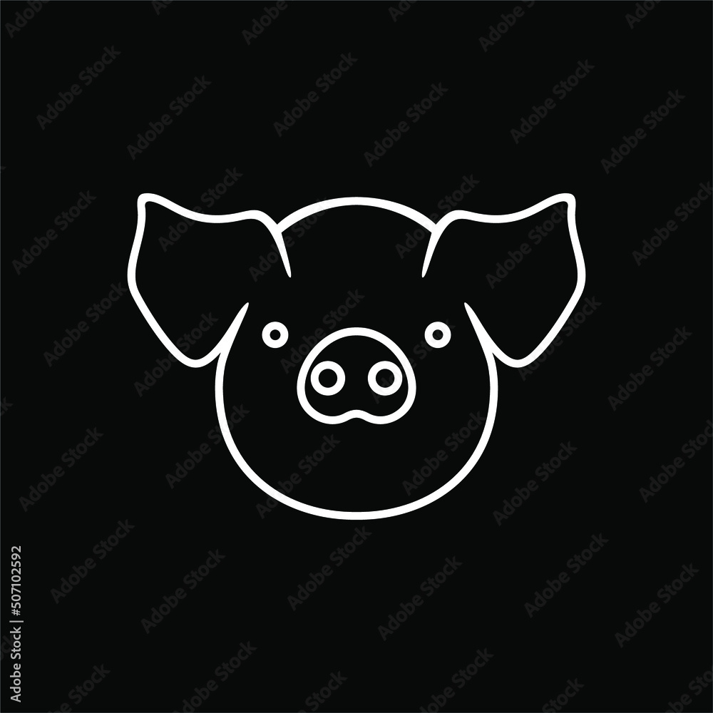 Line Art of the Pig Head for Logo or Graphic Design Element. Vector Illustration Line Art of the Pig Head for Logo or Graphic Design Element. Vector Illustration