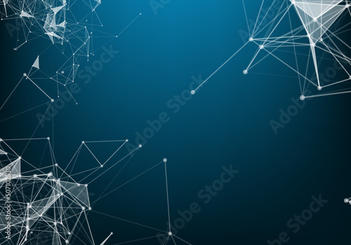 Molecular structure background and communication. Abstract background with molecule DNA and neural network. Artificial intelligence. Science and technology concept with connected lines and dots