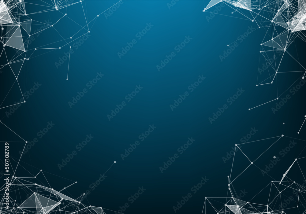 Abstract vector particles and lines. Plexus effect. Futuristic illustration. Polygonal Cyber Structure. Data Connection Concept.