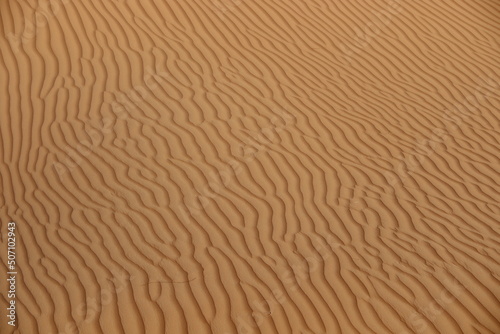 Lines and shadows of sand dune pattern in Wahiba Desert, Oman.