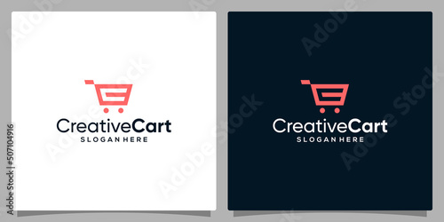 Template design icon logo vector shopping cart with symbol initial letter C. Premium vector