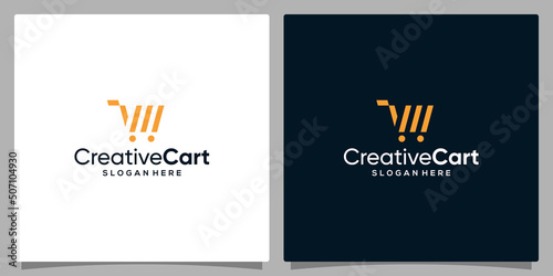 Template design icon logo vector shopping cart abstract. Premium vector