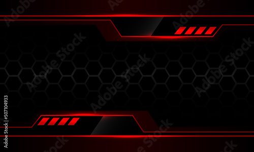 Abstract metallic red black cyber dark grey hexagon mesh design modern futuristic background vector