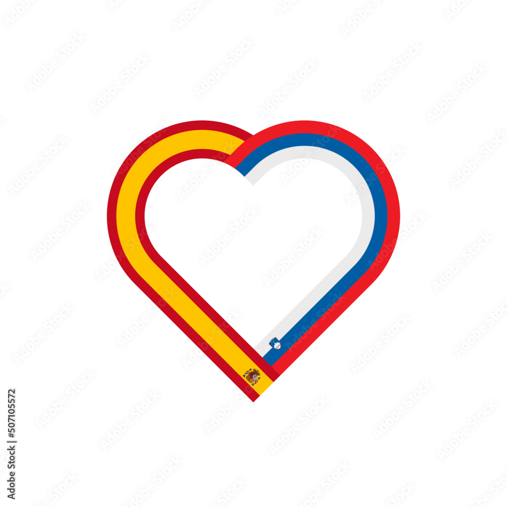 unity concept. heart ribbon icon of spain and slovenia flags. vector illustration isolated on white background unity concept. heart ribbon icon of spain and slovenia flags. vector illustration isolated on white background