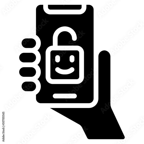 Holding Facial Recognition Mobile Icon