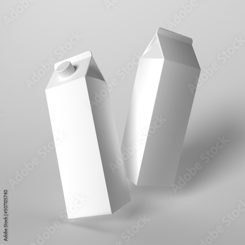 3d render mockup of box packaging of milk, kefir, yogurt, juice