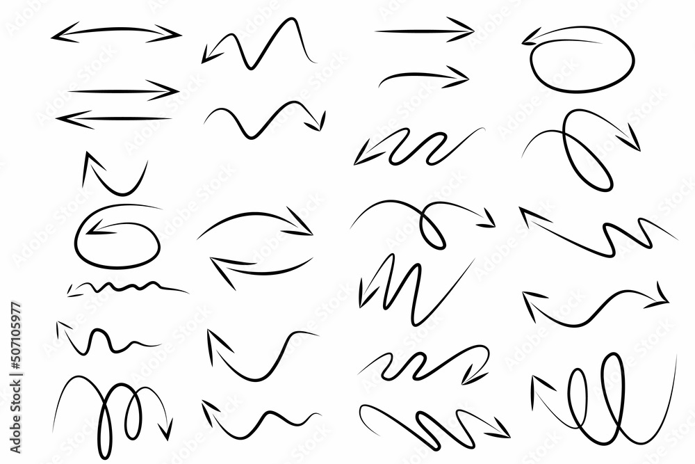 Hand drawn sketch arrow collection for your design Hand drawn sketch arrow collection for your design