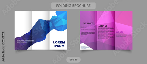 Low poly tri fold brochure. Trend design.