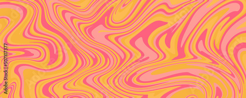 Hand drawn colorful retro style groovy psychedelic background