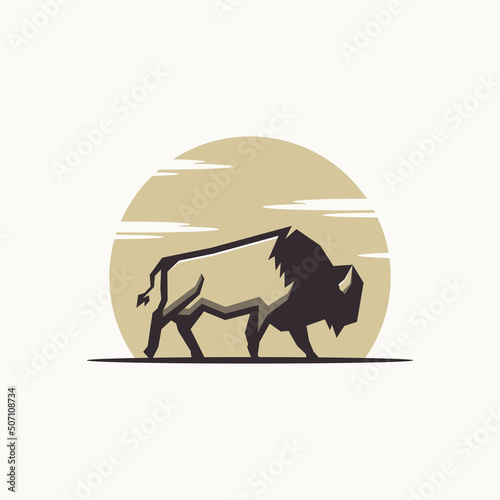 bison animal logo illustration vector