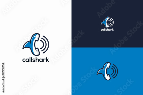 abstract shark logo with phone shape