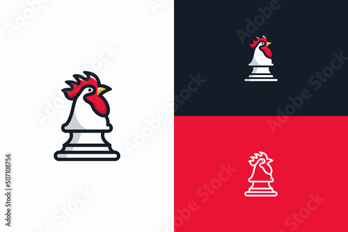 chicken logo with chess pawn shape
