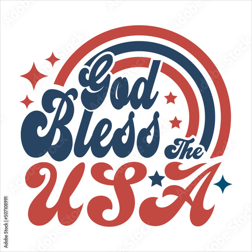 God Bless The USA Design for shirt,4th of July lettering vector And America rainbow.
