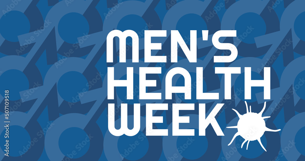 Naklejka premium Image of mens health week text over multiple male symbol