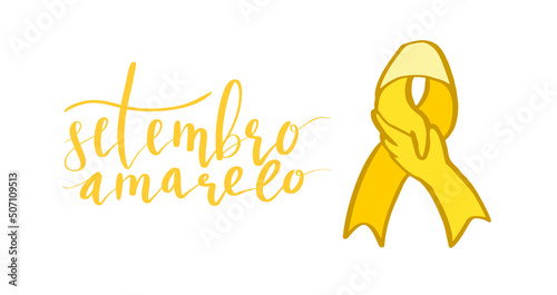 Setembro Amarelo - Yellow Sempteber in Portuguese, Brazillian, suicide prevention month. Hand lettering vector illustration