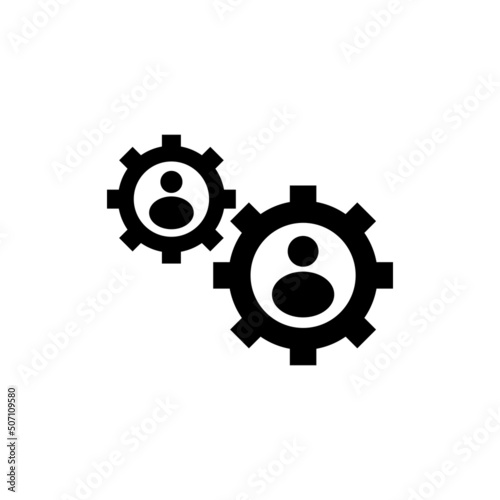 Project management, gear with user vector icon