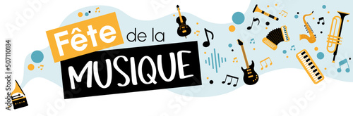 Fête de la musique - Bandeau - Titre et instruments de musique