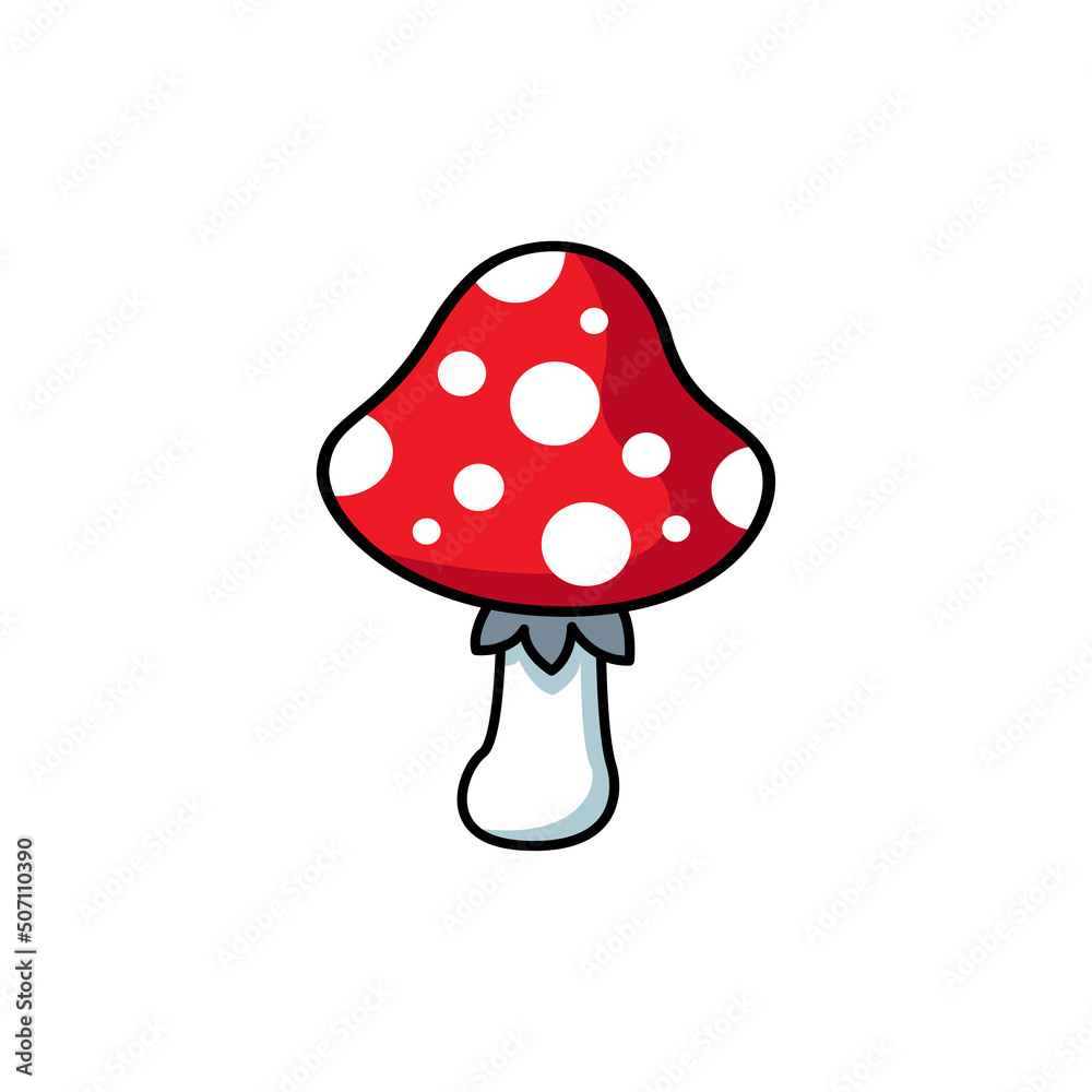 Flat illustration of red mushroom. Flat illustration of red mushroom.