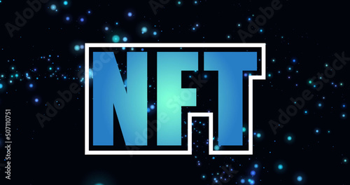 Image of nft over blue dots and black background