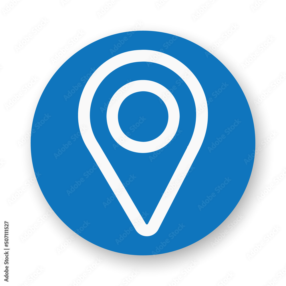 Location pin flat icon. White glyph on blue background. Best for print, business cards, mobile apps, social media and web design. Location pin flat icon. White glyph on blue background. Best for print, business cards, mobile apps, social media and web design.