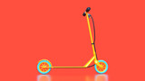 3d render red bacground an yellow scooter deliwery