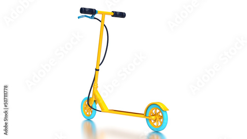 3d render yellow scooter isolated background photo